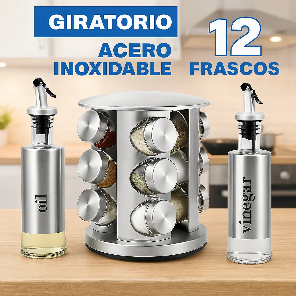 1 Organizador de Especias + 2 Dispensadores / Aceite y Vinagreta