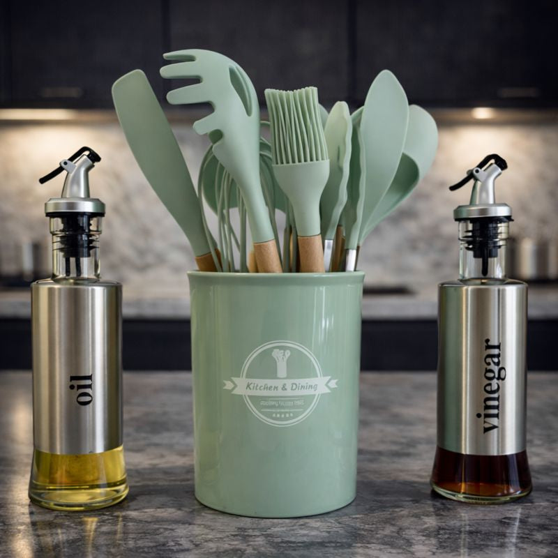 PROMOCOMBO: 11 Utensilios de Cocina + 2 Dispensadores Aceite y Vinagreta