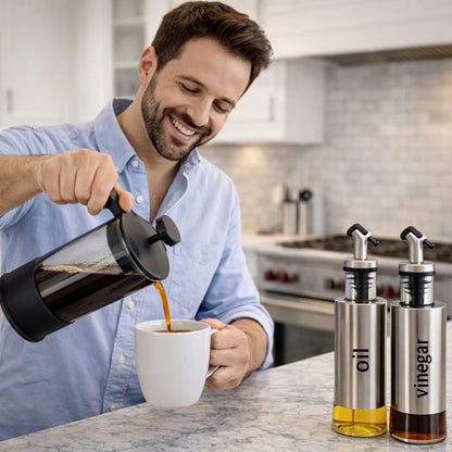 Combo Cafetera Francesa + Dispensadores de Vinagreta y Aceite