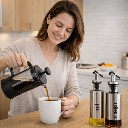 Combo Cafetera Francesa + Dispensadores de Vinagreta y Aceite