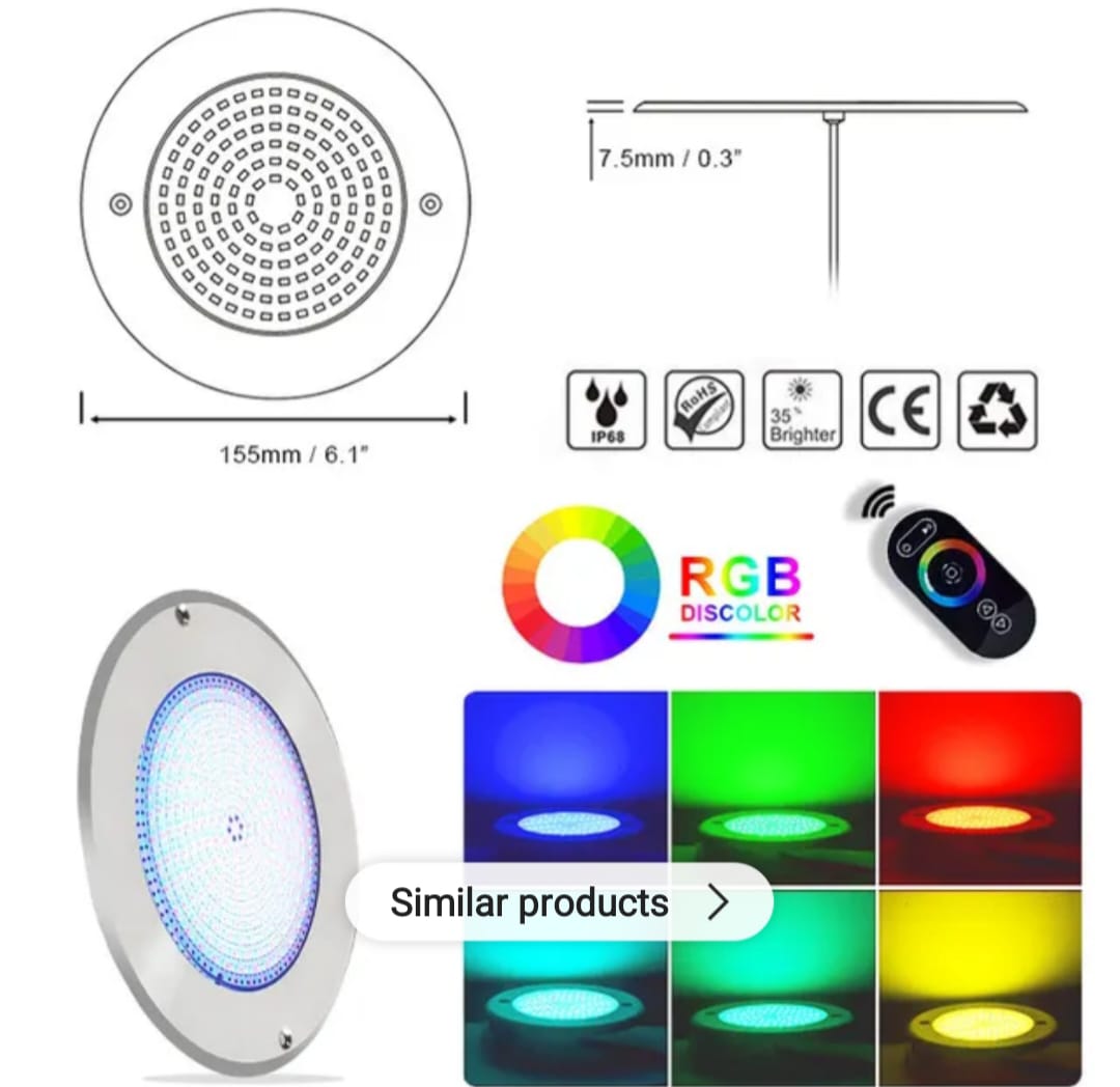 🌟 Lámpara LED Ultradelgada para Piscina - 18 Vatios RGB Multicolor 🌈