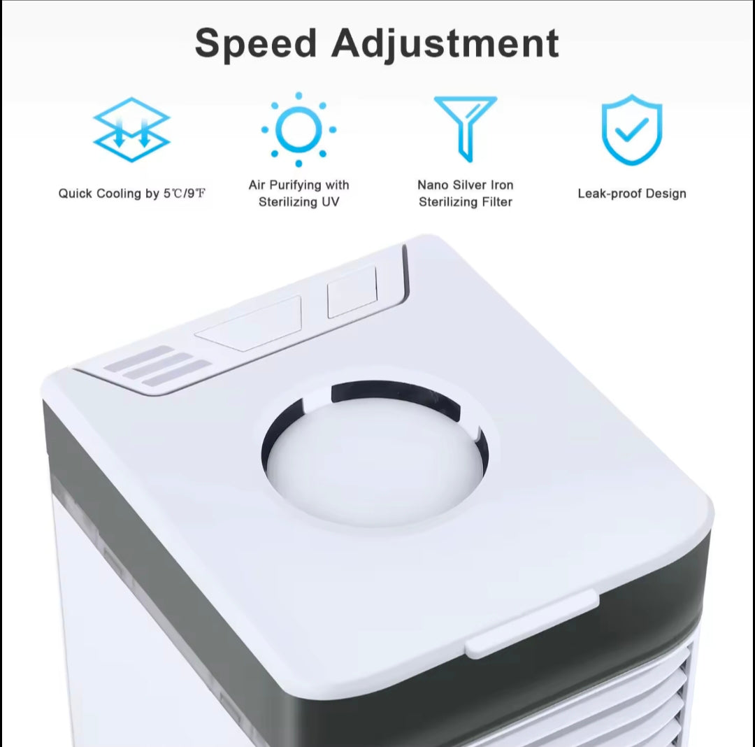 ❄️ ¡Refresca tu espacio al instante con el mini aire acondicionado más práctico! 🌬️
